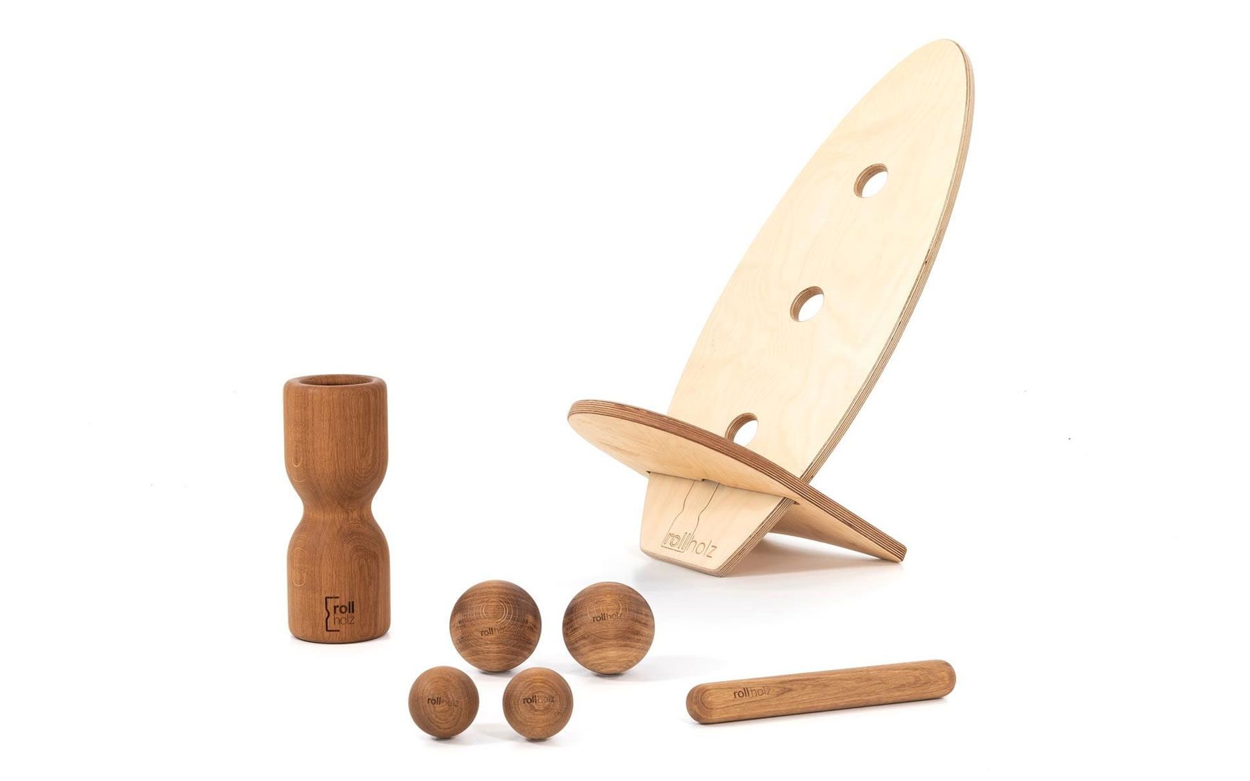 Rollbrett Set Groß Buche dunkel
