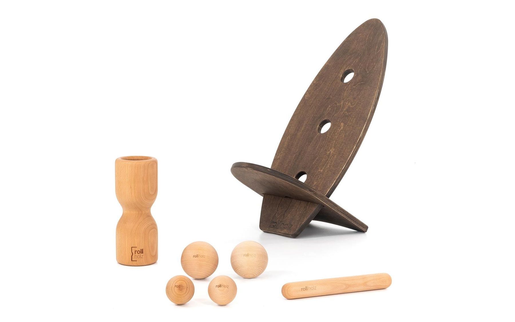 Rollbrett Set Groß Buche dunkel